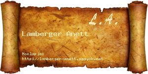 Lamberger Anett névjegykártya